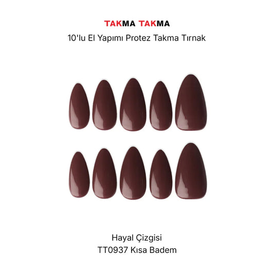 Tekrar Kullanılabilir El Yapımı Protez Takma Tırnak TT0937 10'lu