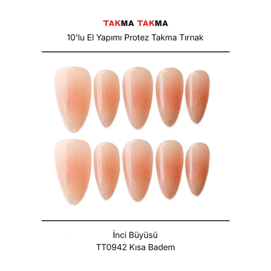 Tekrar Kullanılabilir El Yapımı Protez Takma Tırnak TT0942 - Pietas Saygısı - 10'lu