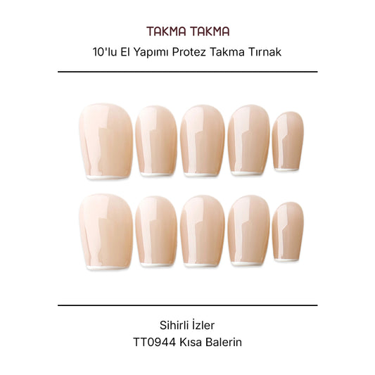 Tekrar Kullanılabilir El Yapımı Protez Takma Tırnak TT0944  Potina İçimi  10'lu