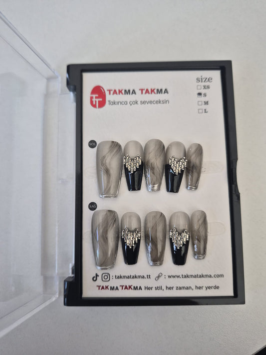 TT0959 - Karneol Füg - 10'lu Tekrar Kullanılabilir El Yapımı Protez Takma Tırnak