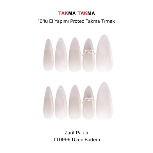 TT0999 - Diamonid Senfoni - 10'lu Tekrar Kullanılabilir El Yapımı Protez Takma Tırnak