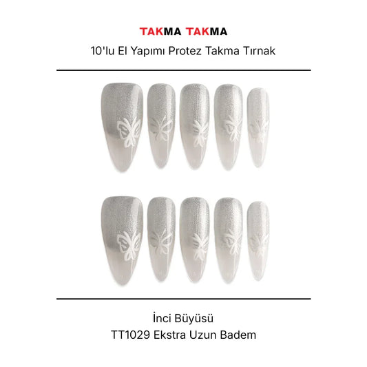 Tekrar Kullanılabilir El Yapımı Protez Takma Tırnak TT1029 - Forsterit Vals - 10'lu