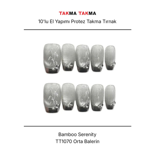 Tekrar Kullanılabilir El Yapımı Protez Takma Tırnak Bamboo Serenity - 10'lu - TT1070
