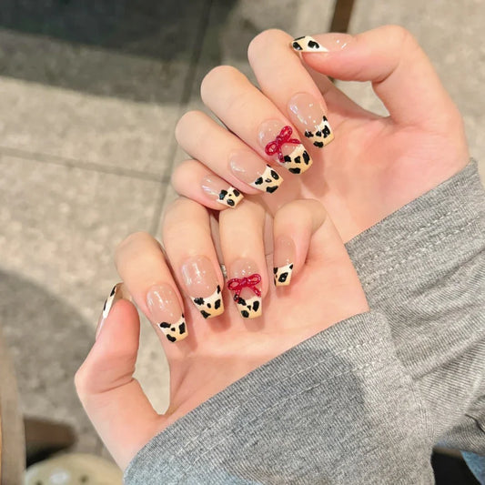 Tekrar Kullanılabilir El Yapımı Protez Takma Tırnak TT1130 - Leopard Fashion - 10'lu