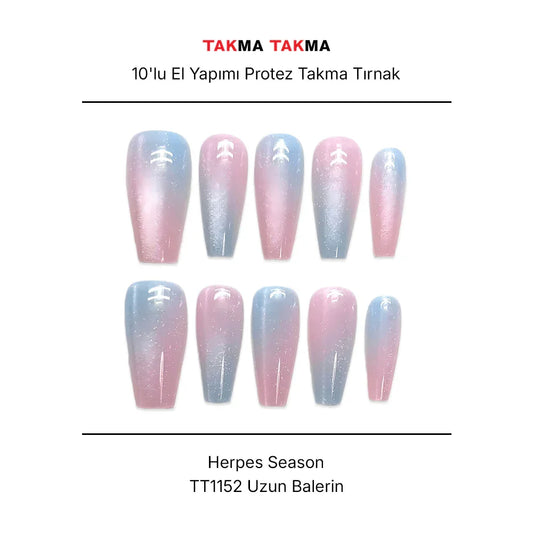 Tekrar Kullanılabilir El Yapımı Protez Takma Tırnak TT1152 - Herpes Season - 10'lu