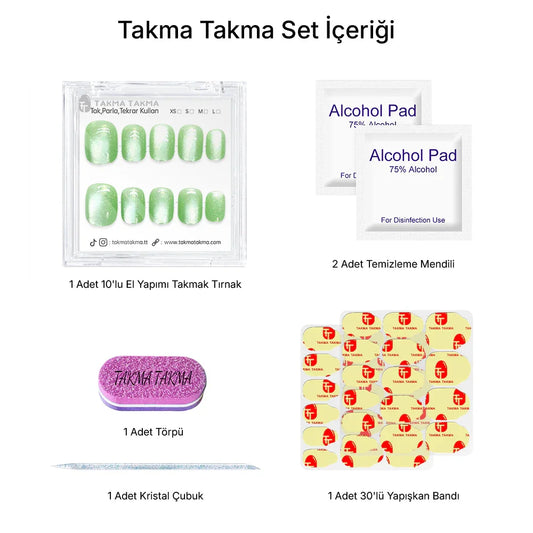 Tekrar Kullanılabilir El Yapımı Protez Takma Tırnak - Grass Softness - 10'lu TT1161