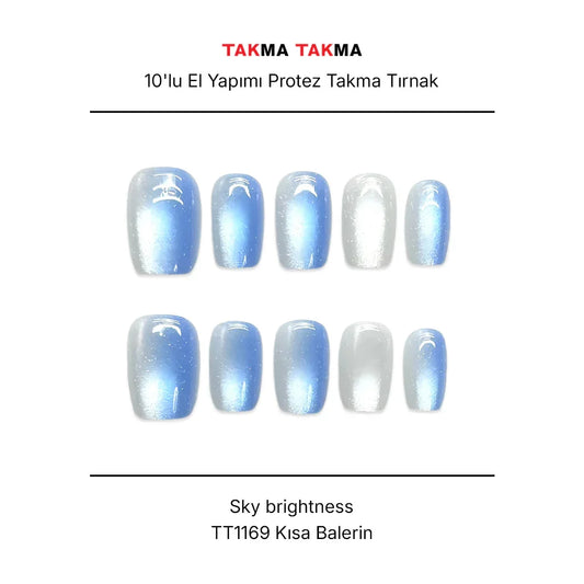 Tekrar Kullanılabilir El Yapımı Protez Takma Tırnak Sky brightness - 10'lu TT1169