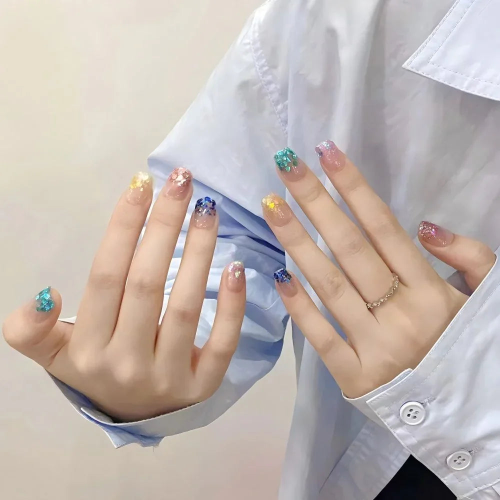 Tekrar Kullanılabilir El Yapımı Protez Takma Tırnak TT1184 - Glitter Pop - 10'lu