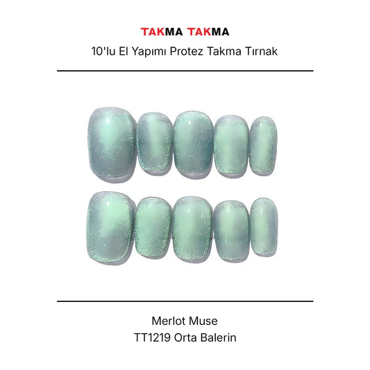 Tekrar Kullanılabilir El Yapımı Protez Takma Tırnak TT1219 Merlot Muse 10'lu