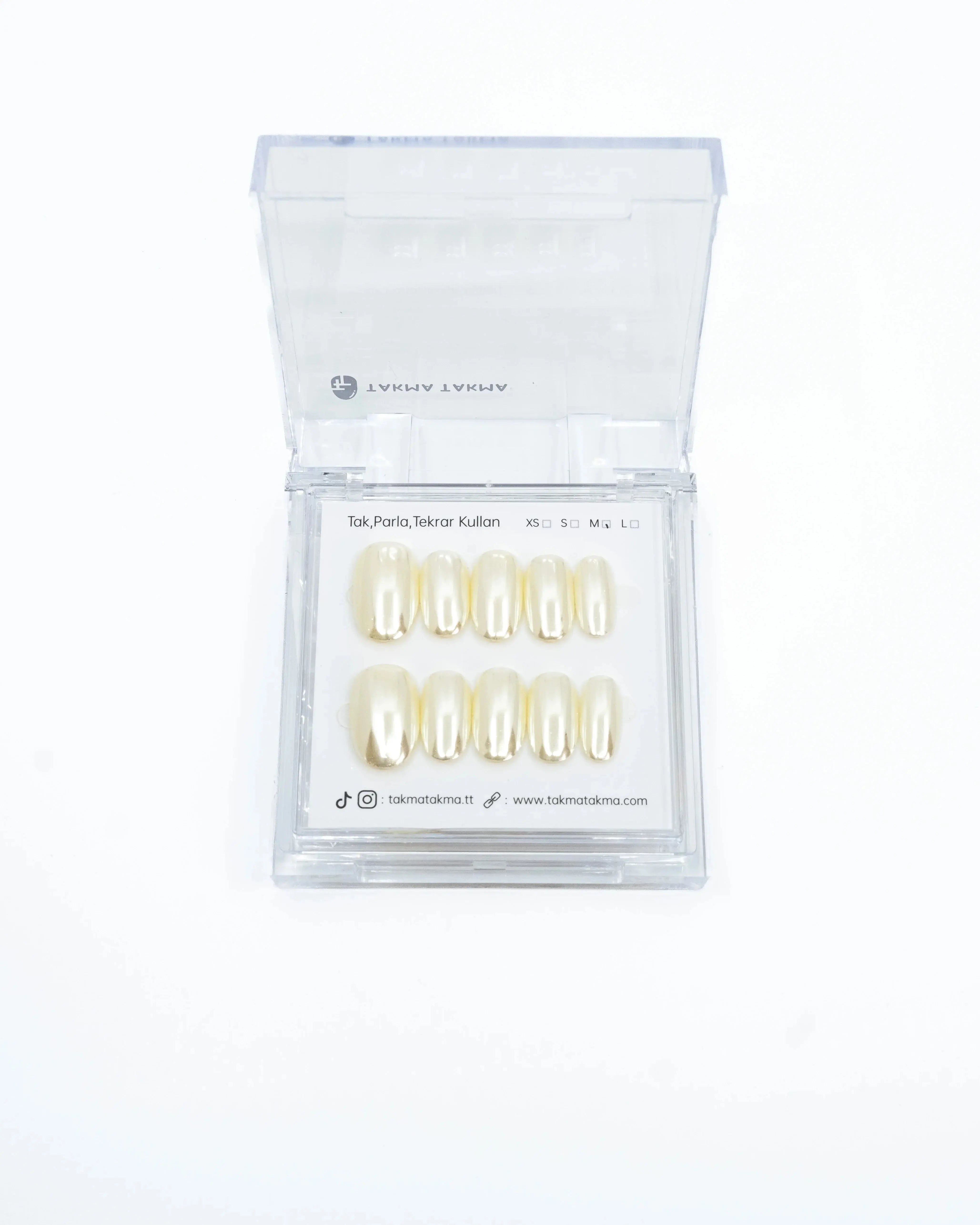 10'lu Beyaz Kısa Oval TT1224 Tekrar Kullanılabilir El Yapımı Protez Takma Tırnak Takma Takma