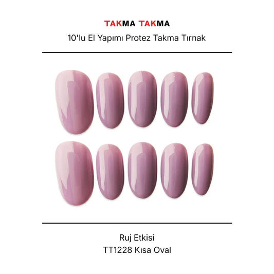 Tekrar Kullanılabilir El Yapımı Protez Takma Tırnak TT1228 Ruj Etkisi - 10'lu