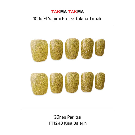 Tekrar Kullanılabilir El Yapımı Protez Takma Tırnak TT1243 - Güneş Parıltısı - 10'lu