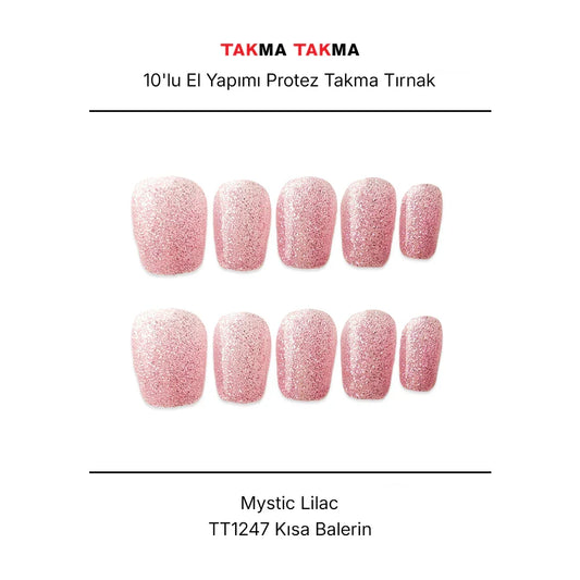 Tekrar Kullanılabilir El Yapımı Protez Takma Tırnak TT1247 - Mystic Lilac - 10'lu