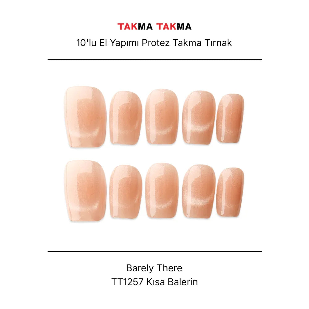 Tekrar Kullanılabilir El Yapımı Protez Takma Tırnak TT1257 Barely There 10'lu
