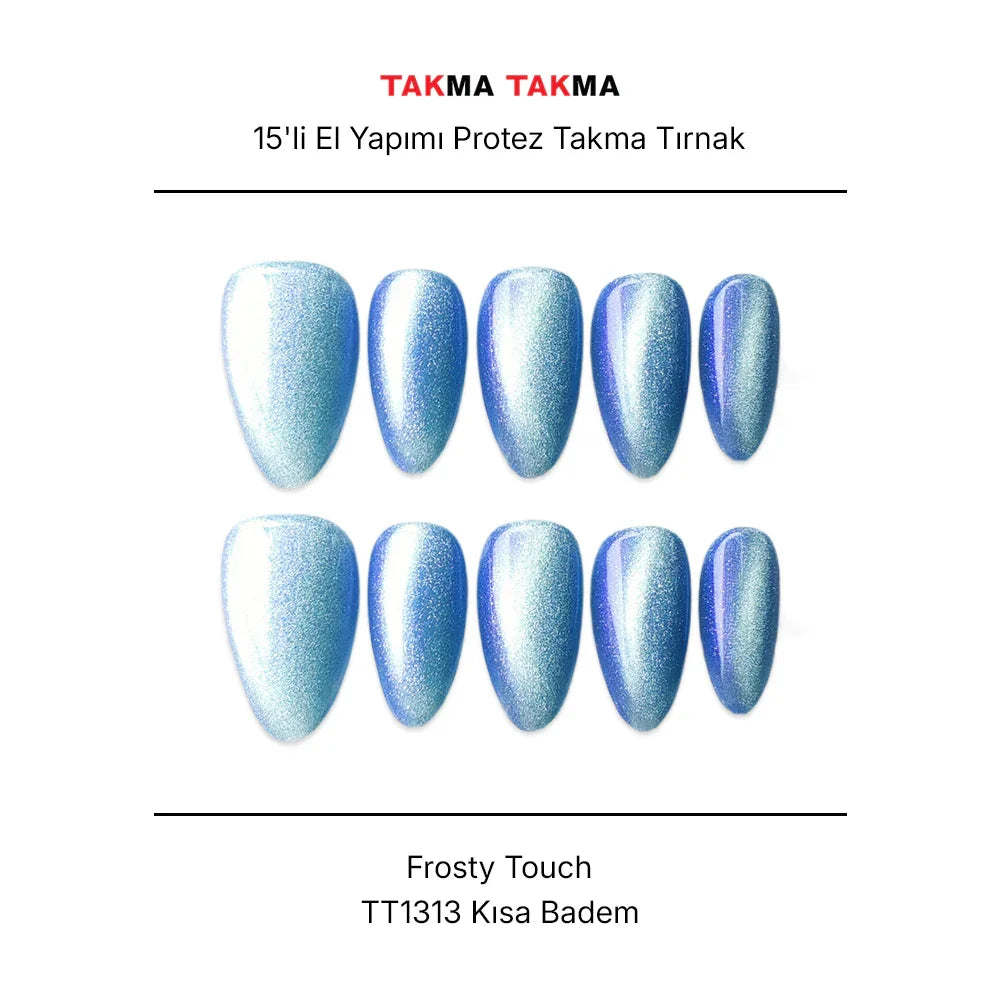 Tekrar Kullanılabilir El Yapımı Protez Takma Tırnak TT1312 - Cosmic Noir 15'li