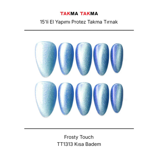Tekrar Kullanılabilir El Yapımı Protez Takma Tırnak TT1312 - Cosmic Noir 15'li