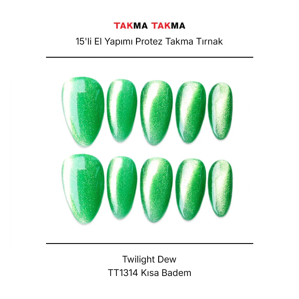 Tekrar Kullanılabilir El Yapımı Protez Takma Tırnak TT1314 - Twilight Dew 15'li