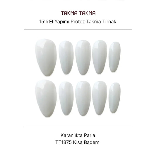 Tekrar Kullanılabilir El Yapımı Protez Takma Tırnak TT1375 - Karanlıkta Parla 15'li
