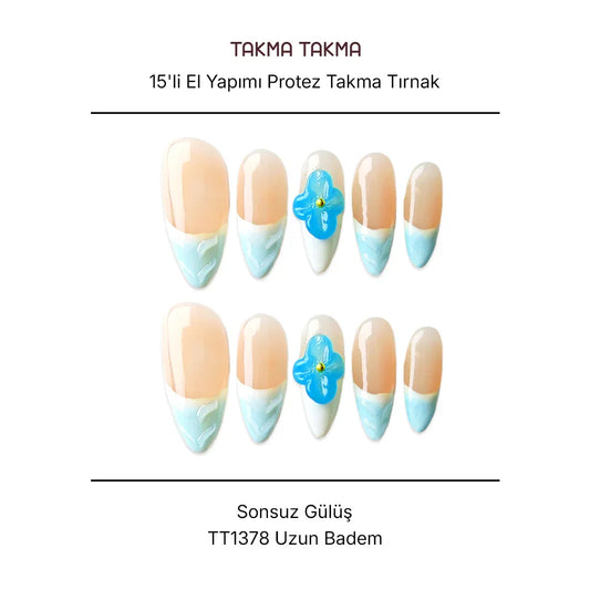 Tekrar Kullanılabilir El Yapımı Protez Takma Tırnak TT1378 - Sonsuz Gülüş 15'li