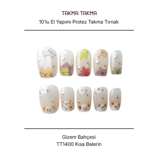 Tekrar Kullanılabilir El Yapımı Protez Takma Tırnak TT1400 Gizem Bahçesi 10'lu