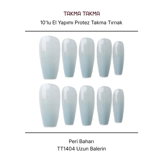 Tekrar Kullanılabilir El Yapımı Protez Takma Tırnak TT1404 Peri Baharı 10'lu