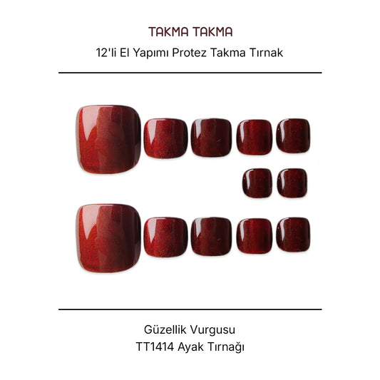 Tekrar Kullanılabilir El Yapımı Protez Takma Tırnak TT1414 - Güzellik Vurgusu - 10'lu