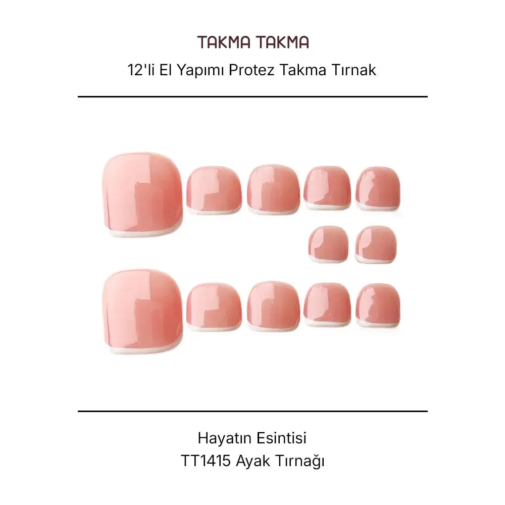 10'lu Pembe Ayak Tırnağı TT1415 Tekrar Kullanılabilir El Yapımı Protez Takma Tırnak Takma Takma