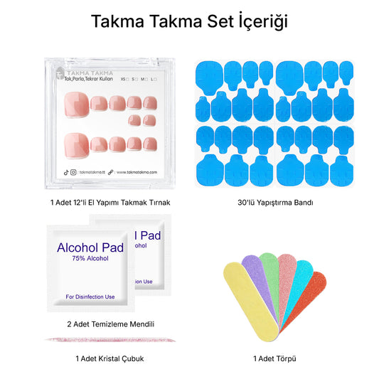 Tekrar Kullanılabilir El Yapımı Protez Takma Tırnak TT1415 - Hayatın Esintisi - 10'lu