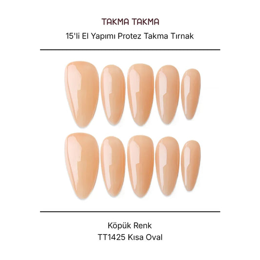 Tekrar Kullanılabilir El Yapımı Protez Takma Tırnak TT1425 - Köpük Renk 15'li