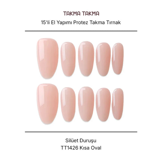 Tekrar Kullanılabilir El Yapımı Protez Takma Tırnak TT1426 - Silüet Duruşu 15'li