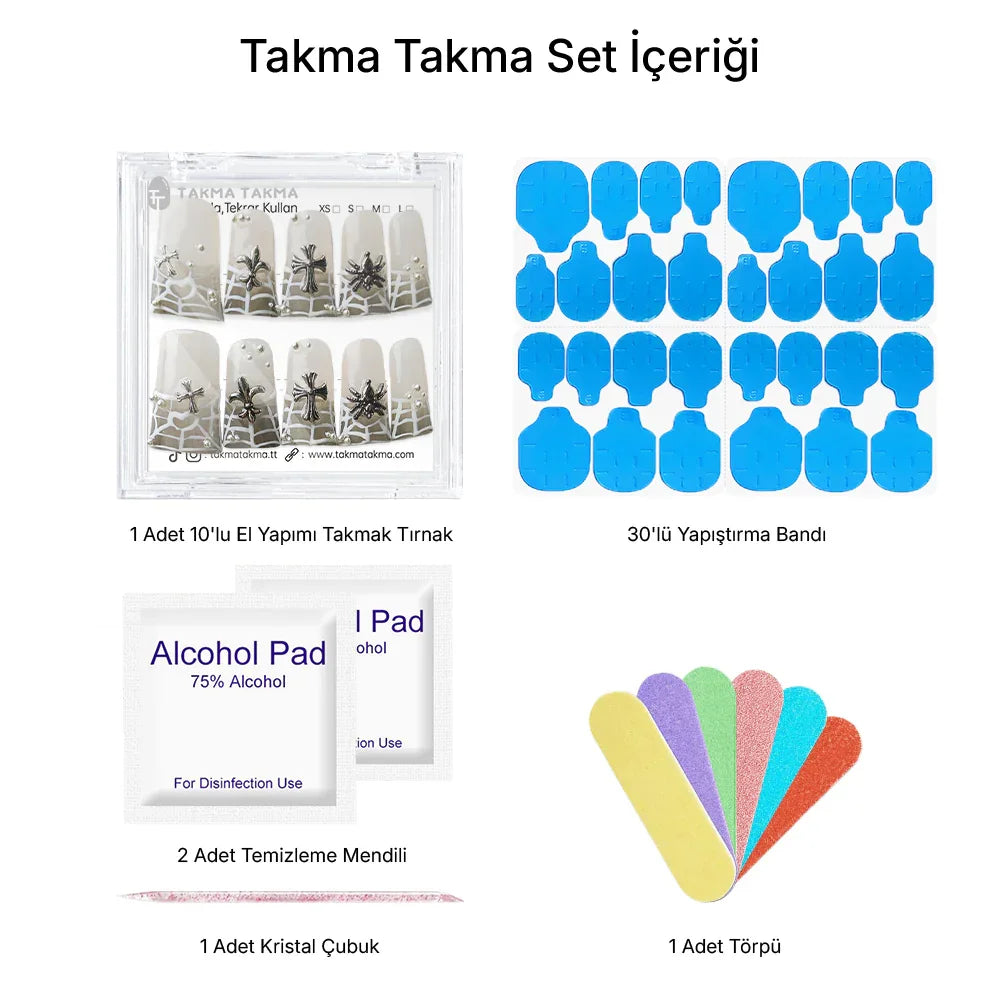 10'lu Ten Rengi Extra Extra Extra TT1434 Tekrar Kullanılabilir El Yapımı Protez Takma Tırnak Takma Takma
