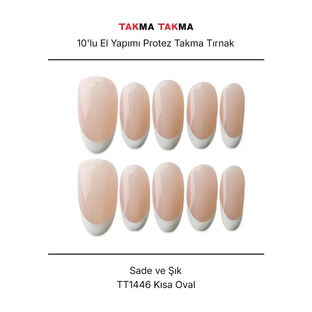 10'lu Ten Rengi Uzun Oval  TT1446 Tekrar Kullanılabilir El Yapımı Protez Takma Tırnak Takma Takma