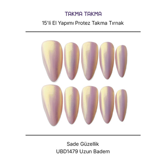 Tekrar Kullanılabilir El Yapımı Protez Takma Tırnak UBD1479 - Sade Güzellik - 15'li