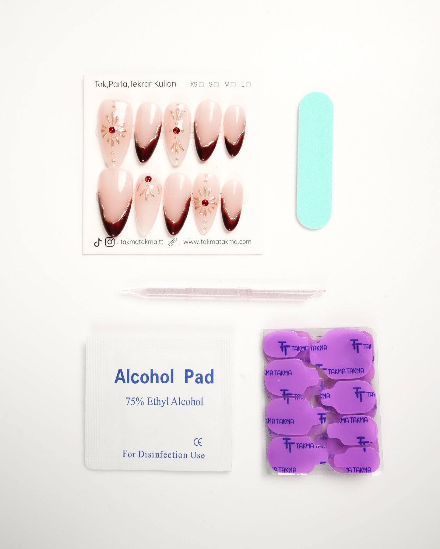 10'lu Ten Uzun Badem UBD1527 Tekrar Kullanılabilir El Yapımı Protez Takma Tırnak