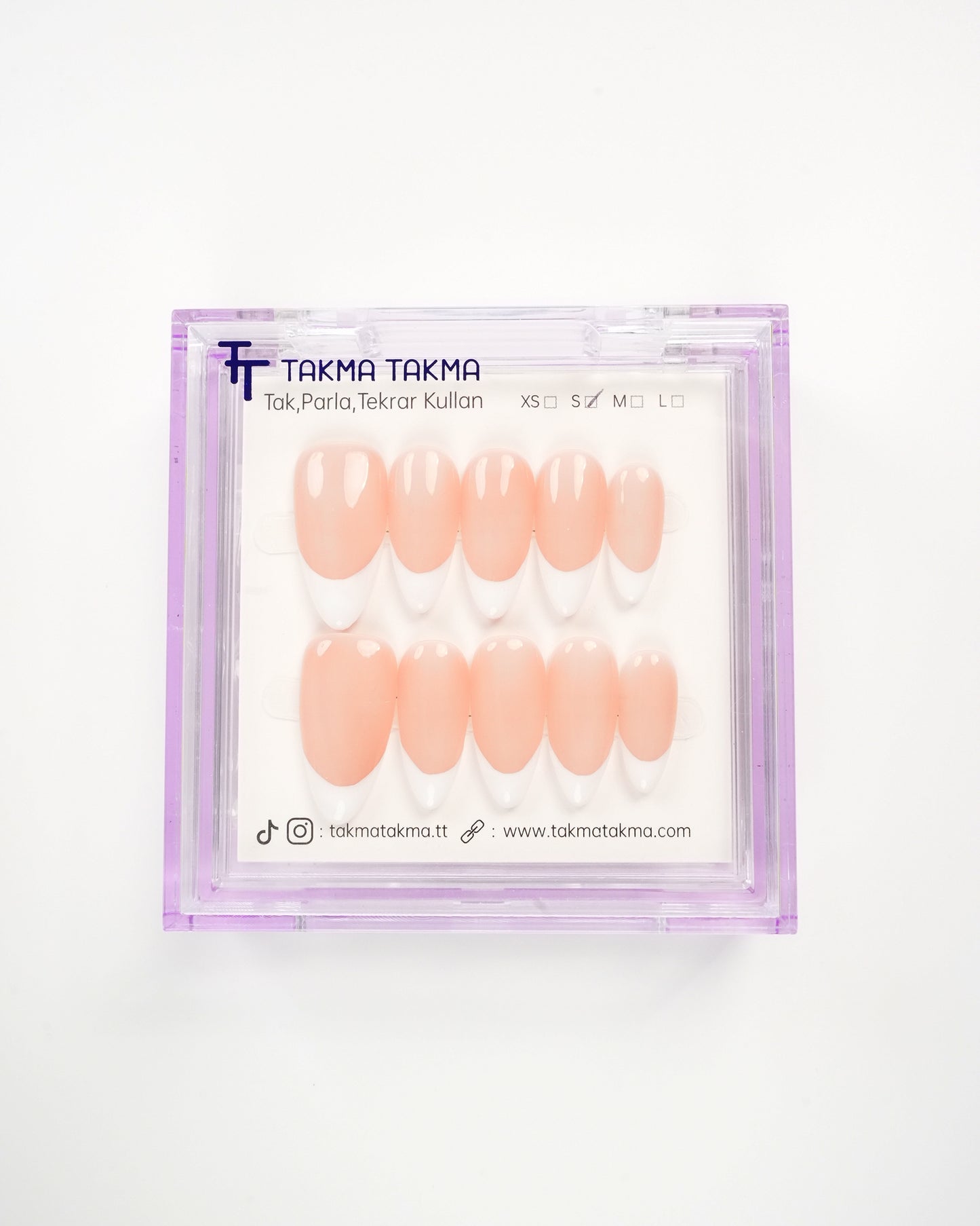 15'li Ten Uzun Badem UBDK1536FK Tekrar Kullanılabilir El Yapımı Protez Takma Tırnak