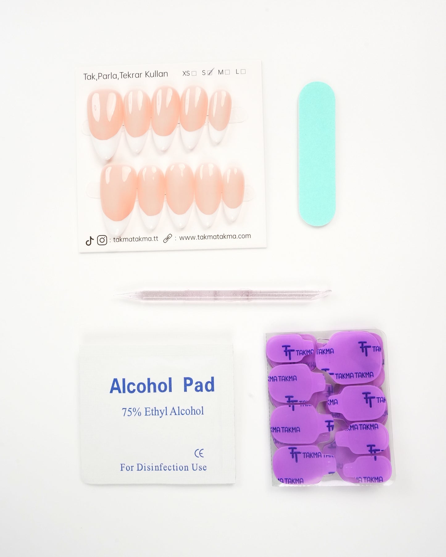 15'li Ten Uzun Badem UBDK1536FK Tekrar Kullanılabilir El Yapımı Protez Takma Tırnak