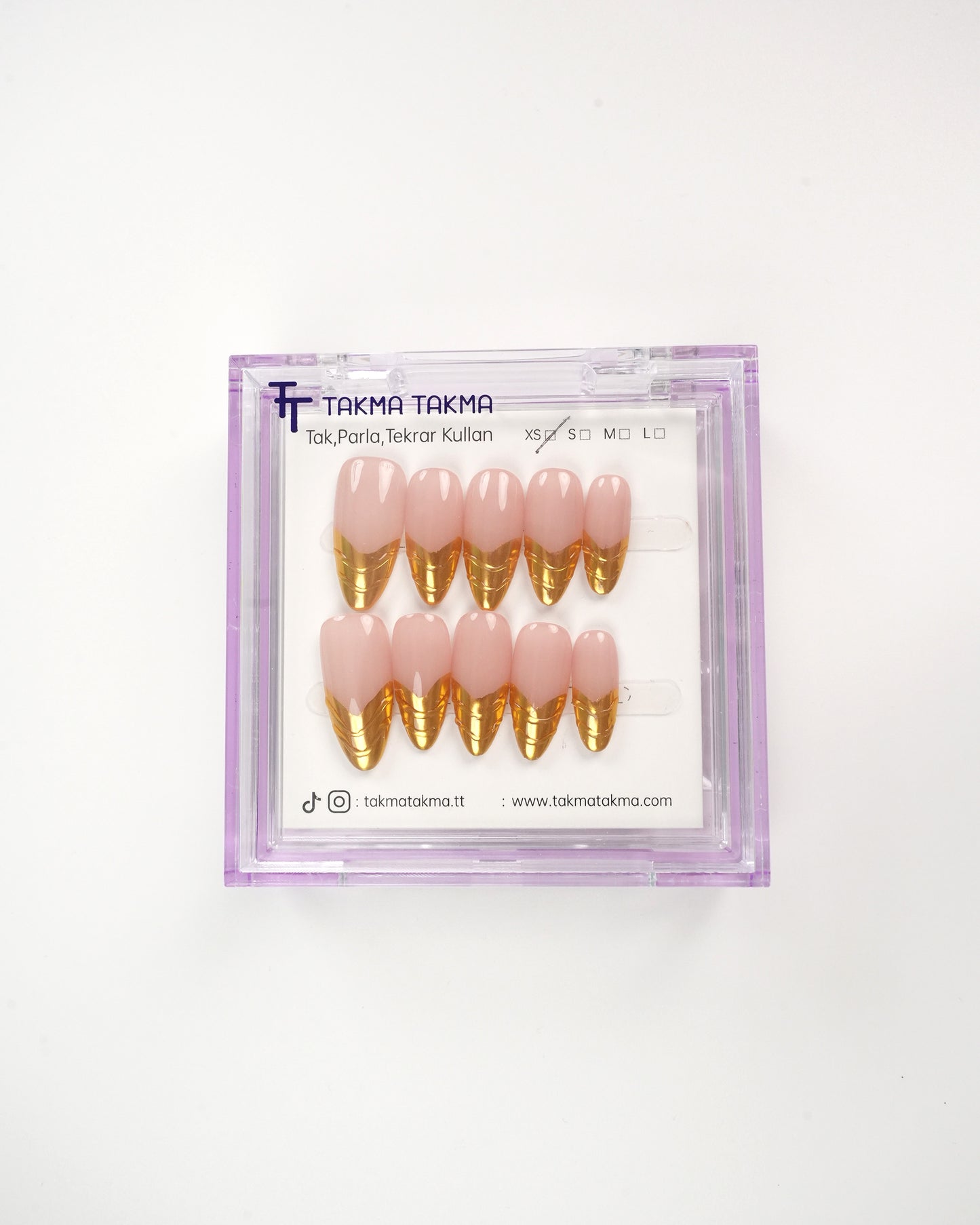 10'lu Ten Uzun Badem UBD1552 Tekrar Kullanılabilir El Yapımı Protez Takma Tırnak