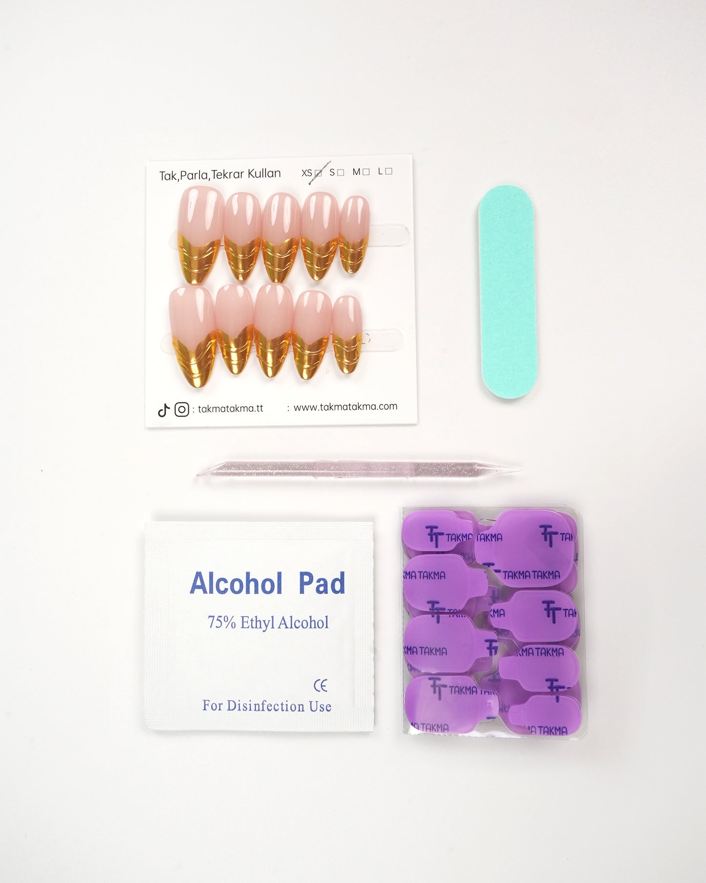 10'lu Ten Uzun Badem UBD1552 Tekrar Kullanılabilir El Yapımı Protez Takma Tırnak