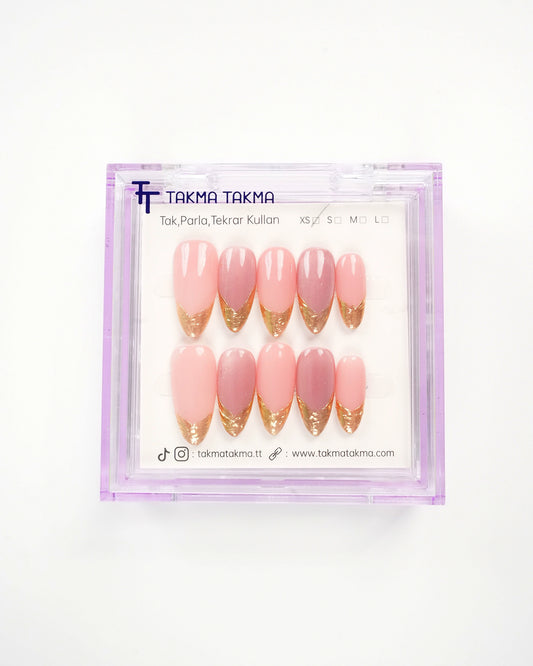 15'li Ten Rengi Uzun Badem UBD1554 Tekrar Kullanılabilir El Yapımı Protez Takma Tırnak