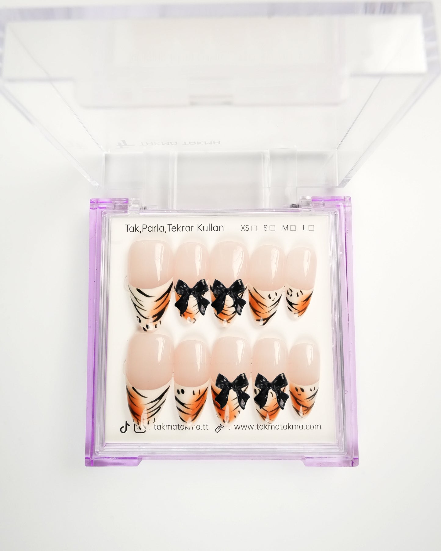 10'lu Ten Uzun Badem UBD1556 Tekrar Kullanılabilir El Yapımı Protez Takma Tırnak