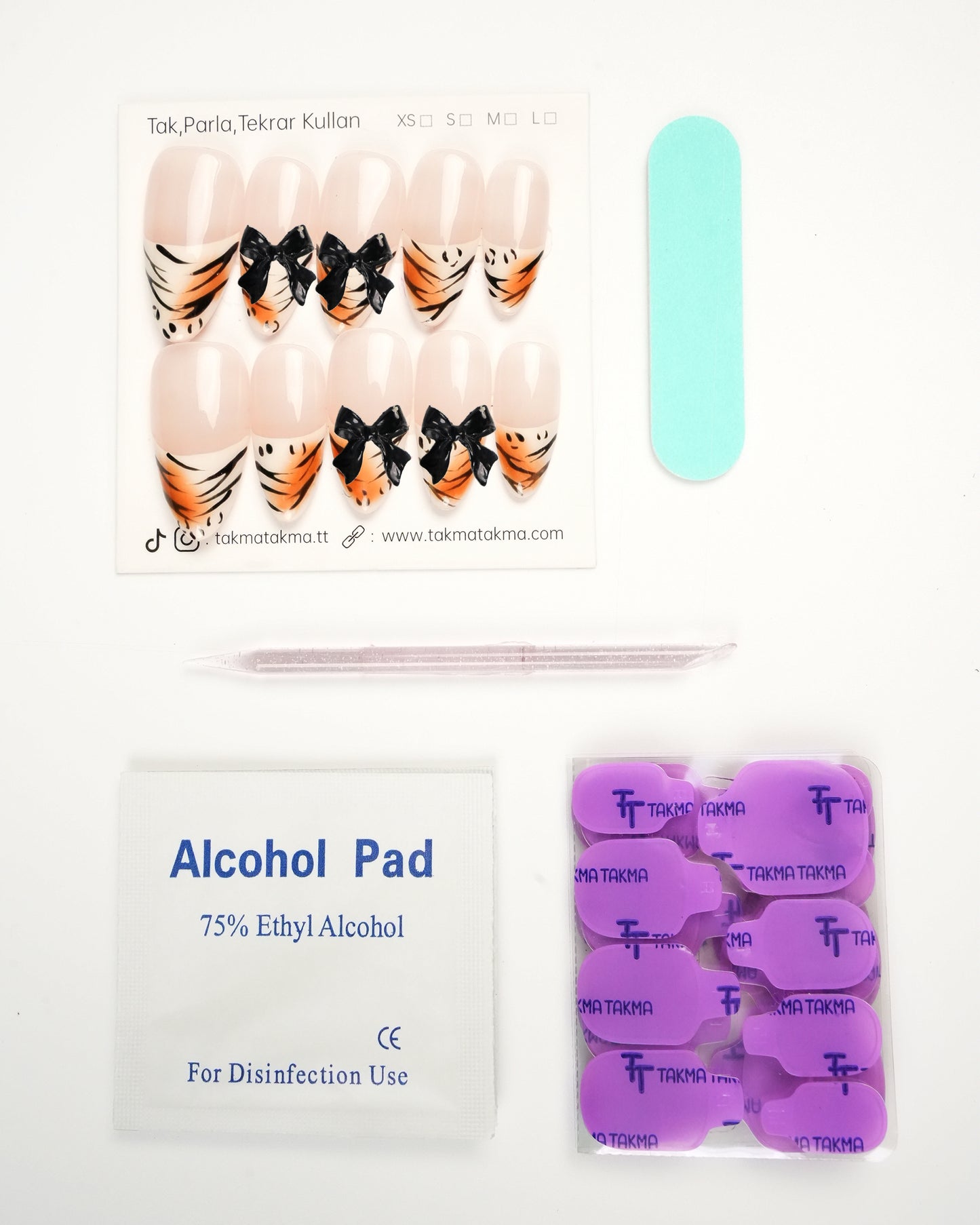 10'lu Ten Uzun Badem UBD1556 Tekrar Kullanılabilir El Yapımı Protez Takma Tırnak