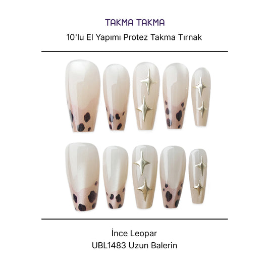10'lu Ten Rengi Uzun Balerin UBL1483 Tekrar Kullanılabilir El Yapımı Protez Takma Tırnak