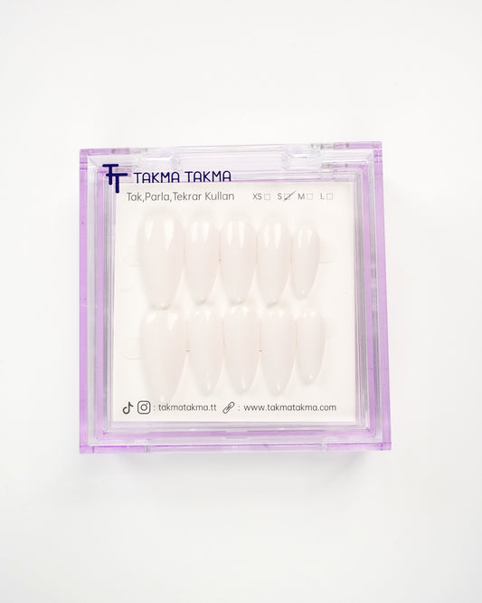 15'li Krem Uzun Balerin UBL1543 Tekrar Kullanılabilir El Yapımı Protez Takma Tırnak