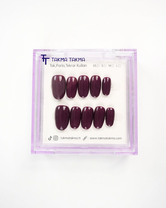 15'li Mor Uzun Oval UOV1512 Tekrar Kullanılabilir El Yapımı Protez Takma Tırnak