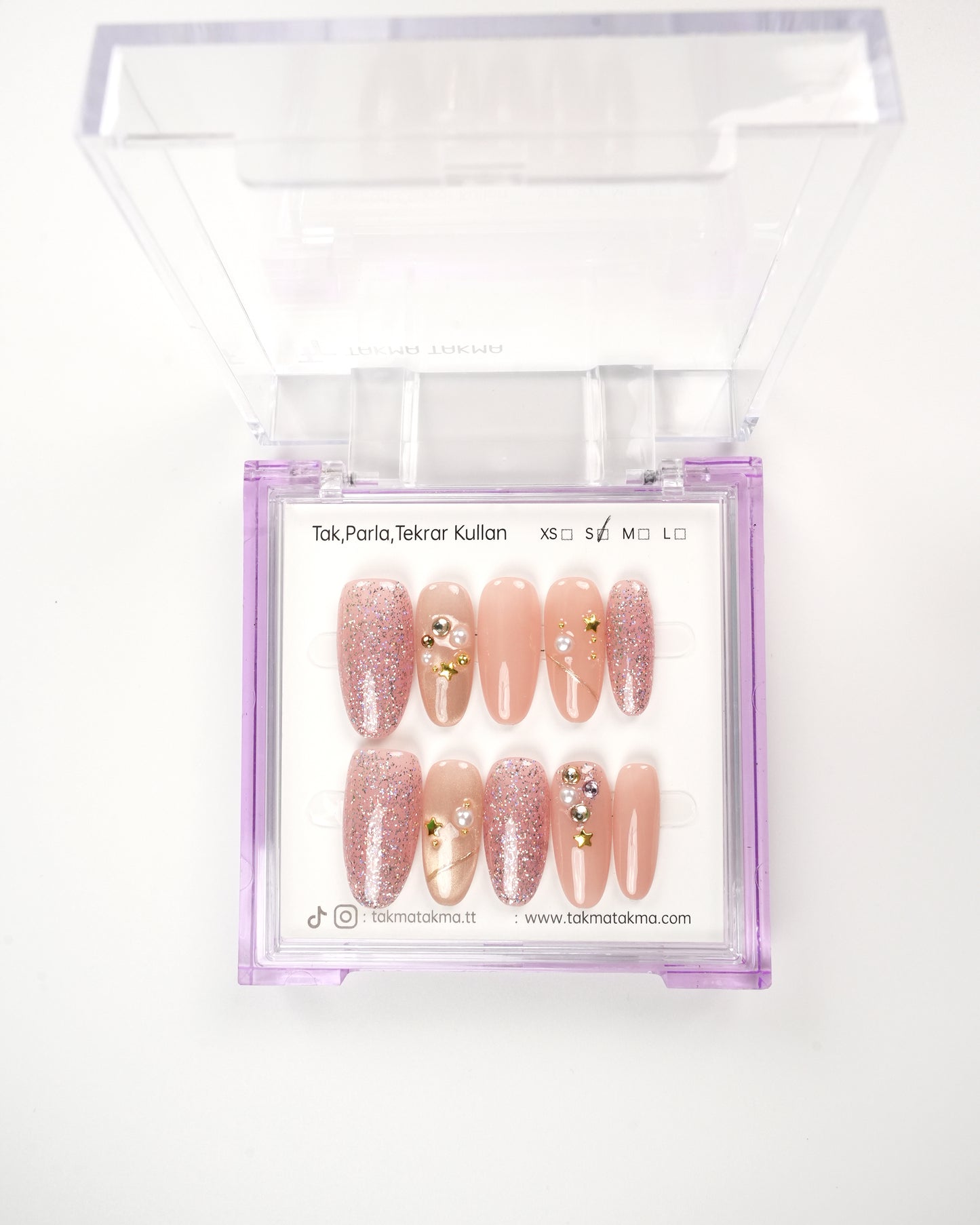 10'lu Ten Uzun Oval UOV1522 Tekrar Kullanılabilir El Yapımı Protez Takma Tırnak