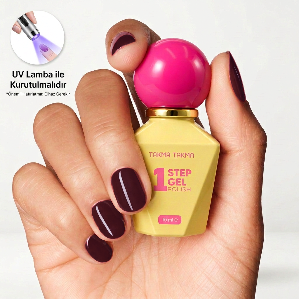 Bite Koyu Bordo Kapatıcı Düz Renk Kalıcı Oje – 4'ü 1 Arada One Step Jel OG-D-02