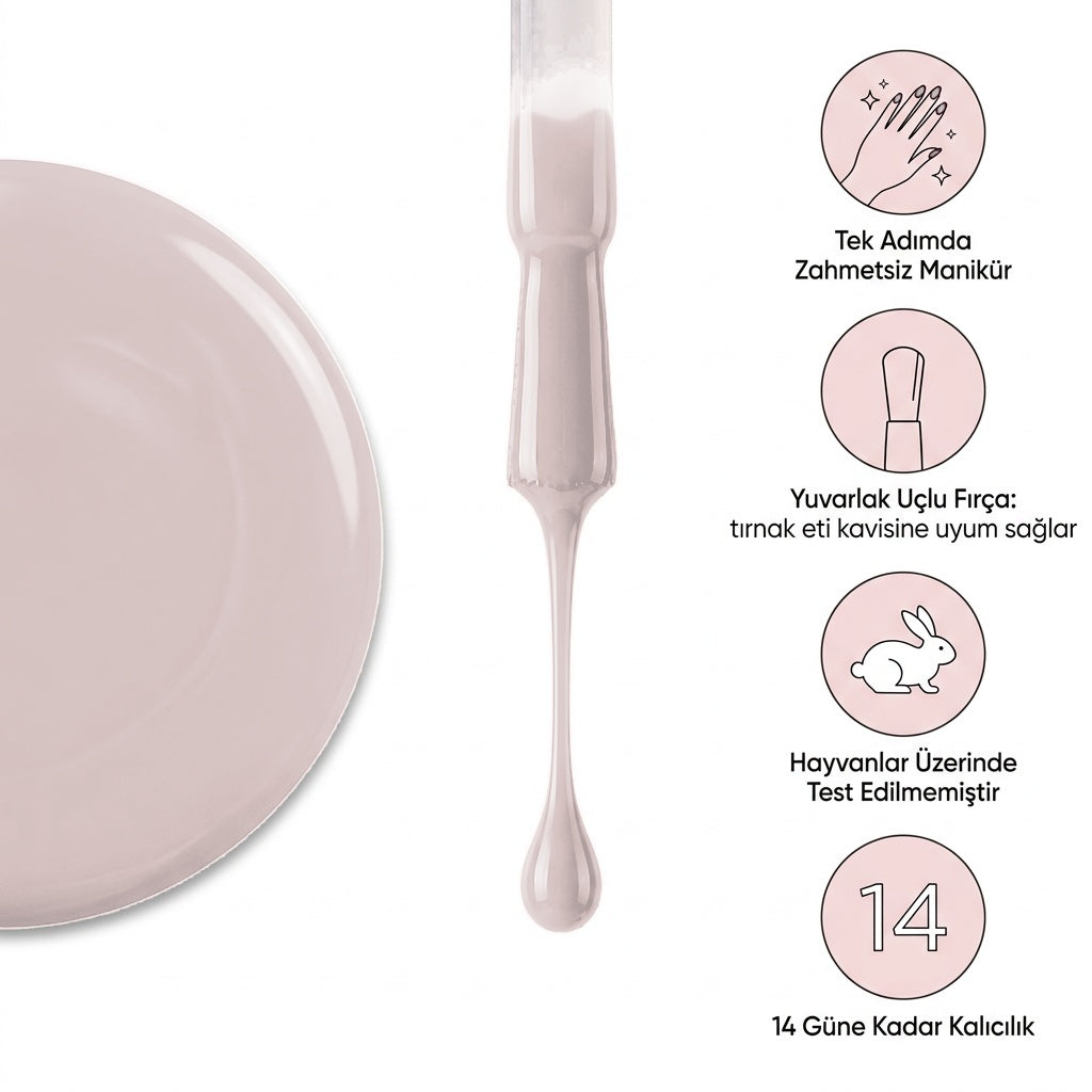 Melon Açık Pembe Şeffaf Jelly Kalıcı Oje – 4'ü 1 Arada One Step Jel OG-S-06