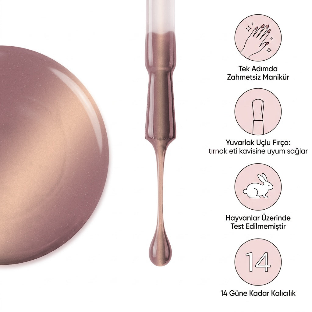 Petal Bronz Nude Kedi Gözü Kalıcı Oje – 4'ü 1 Arada One Step Jel OG-K-09