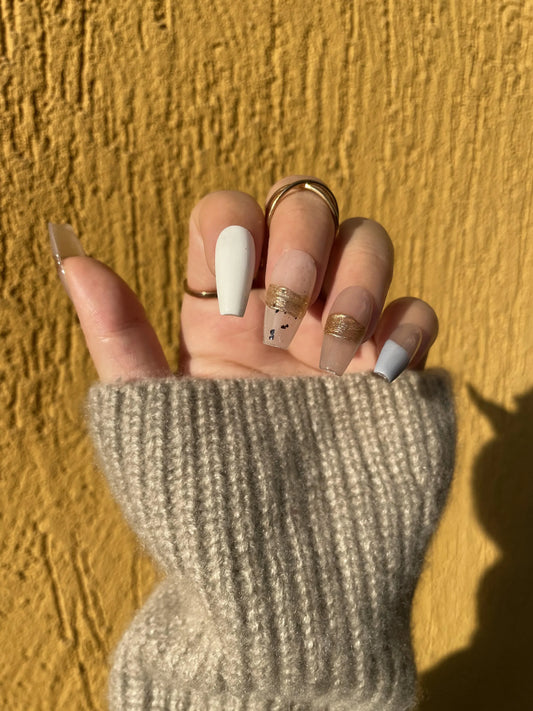 10'lu Ten Rengi Uzun Balerin  TT0966 Tekrar Kullanılabilir El Yapımı Protez Takma Tırnak