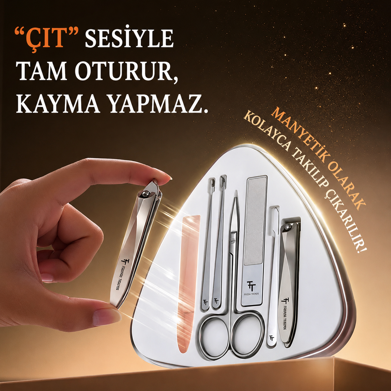 YTMS1752  7 Parçalı Profesyonel Manikür & Pedikür Çelik Bakım Seti Tırnak makası